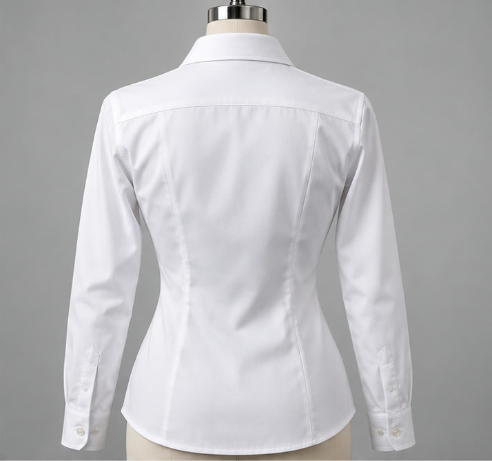 Camisa social feminina, costas com pences