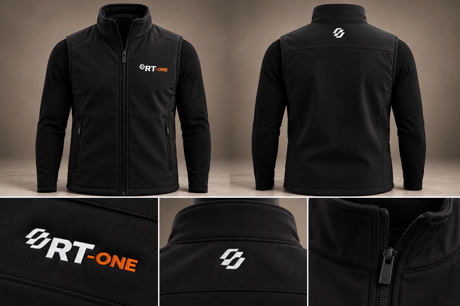 Colete soft shell preto masculino, frente, costas e detalhes
