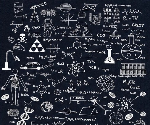 Detalhe das fórmulas e desenhos nas costas