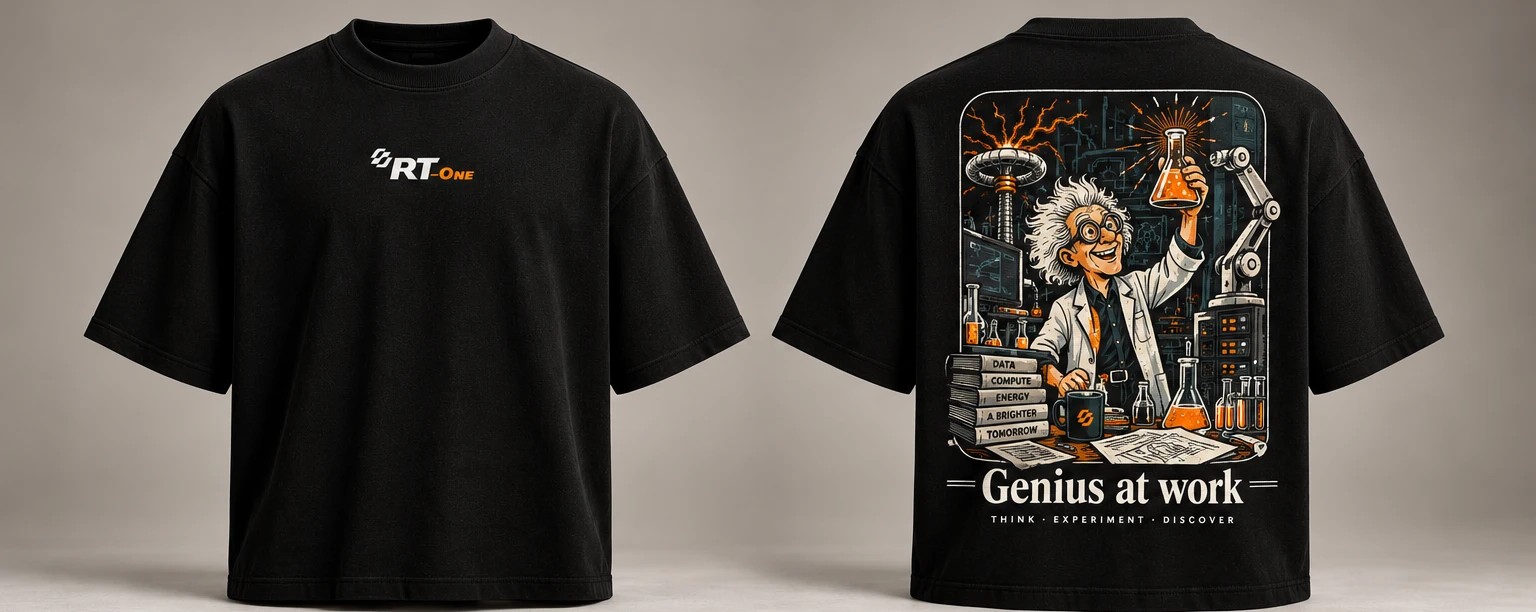 Camiseta oversized preta RT-One, frente e costas