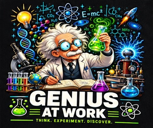 Detalhe da arte Genius at work