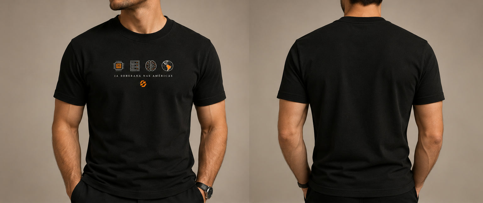 Camiseta tradicional preta RT-One, frente e costas